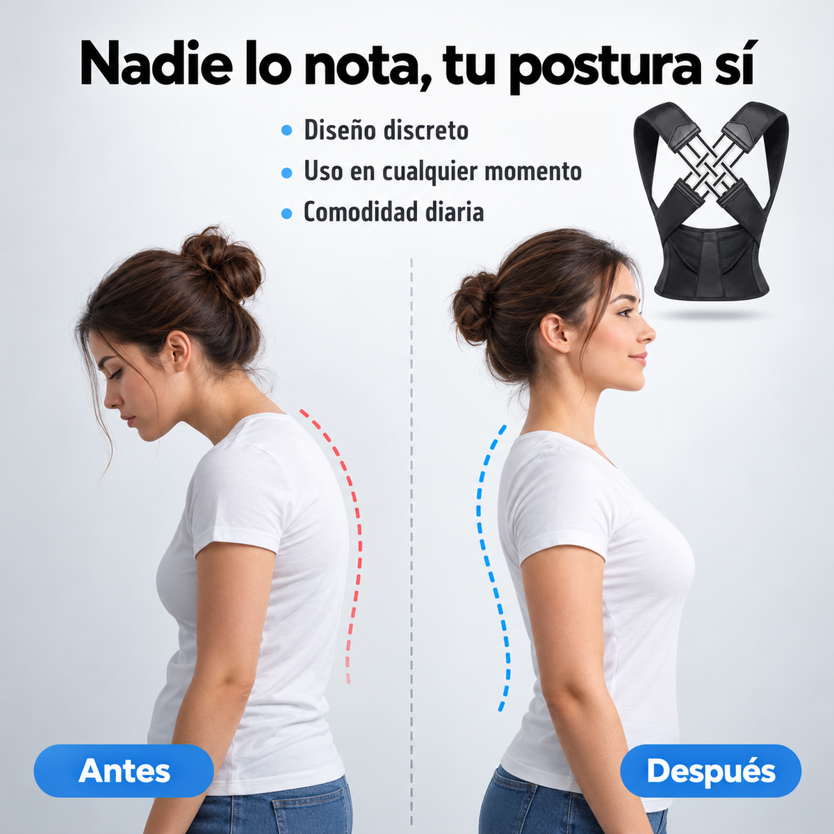 PostureFlex Pro®️: Corrector de Postura Ajustable e Invisible